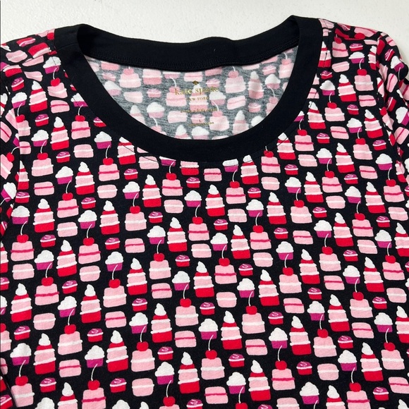 Kate Spade Sz Large Cupcake Print Sleep Shirt Pink & Red Pockets EUC - Picture 4 of 10